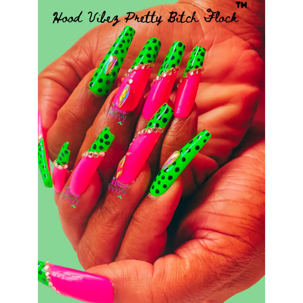 Pink Melon Tip Press On Nails - Press On Nails